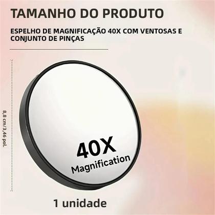 Imagem de Espelho De Maquiagem Portátil Com Lente De Aumento 1X 40X 30X Dupla Face Com Cabo