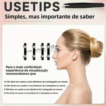 Imagem de Espelho De Maquiagem Portátil Com Lente De Aumento 1X 40X 30X Dupla Face Com Cabo