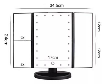 Imagem de Espelho De Mesa 22 Led Com Aumento Para Maquiagem Giratório Iluminador Facial