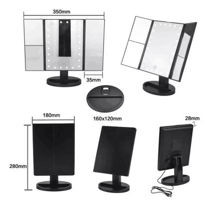 Imagem de Espelho De Mesa 22 Led Com Aumento Para Maquiagem Giratório Iluminador Facial