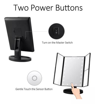 Imagem de Espelho De Mesa 22 Led Com Aumento Para Maquiagem Giratório Iluminador Facial