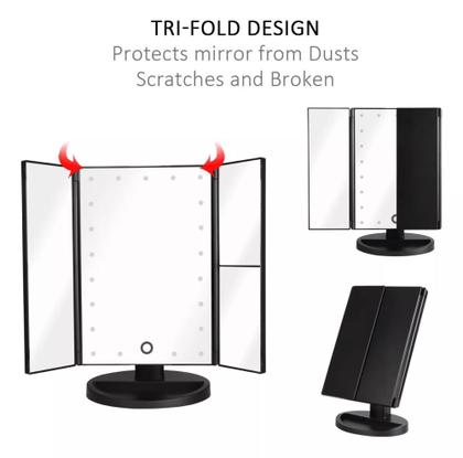 Imagem de Espelho De Mesa 22 Led Com Aumento Para Maquiagem Giratório Iluminador Facial