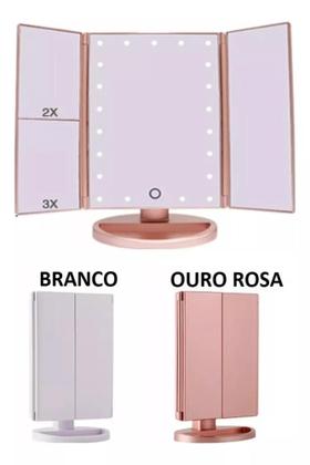 Imagem de Espelho De Mesa 22 Led Com Aumento Para Maquiagem Giratório Iluminador Facial