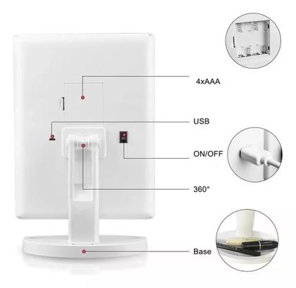 Imagem de Espelho De Mesa 22 Led Com Aumento Para Maquiagem Giratório Iluminador Facial