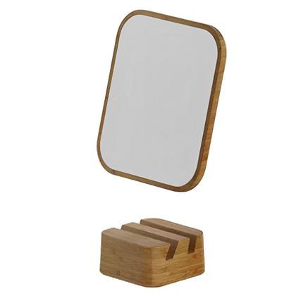Imagem de Espelho de Mesa Bancada Beleza Maquiagem OU Base de Bambu