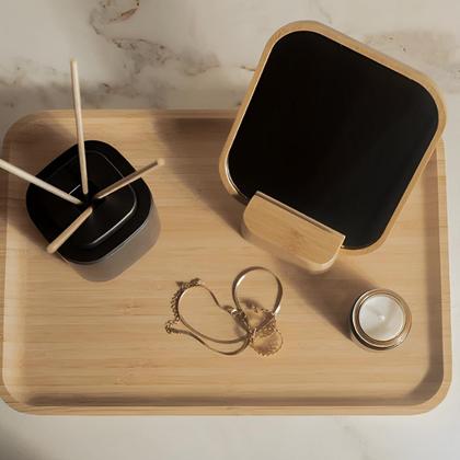 Imagem de Espelho de Mesa Bancada Beleza Maquiagem OU Base de Bambu