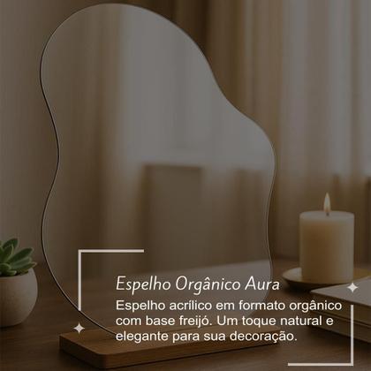 Imagem de Espelho De Mesa Maquiagem Decorativo Com Suporte De Madeira
