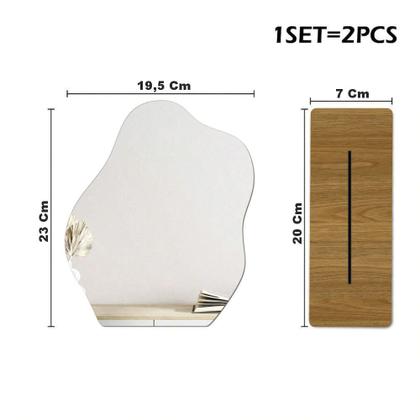 Imagem de Espelho De Mesa Maquiagem Decorativo Com Suporte De Madeira