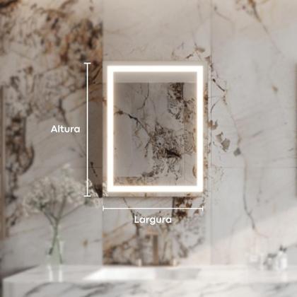 Imagem de Espelho de Parede com Luz de LED Touch Screen - Design Moderno e Elegante