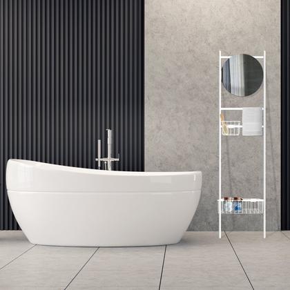 Imagem de Espelho de Parede Tali 43x180cm com Cestos P e G - 40x40 Quadrado Cantos Branco