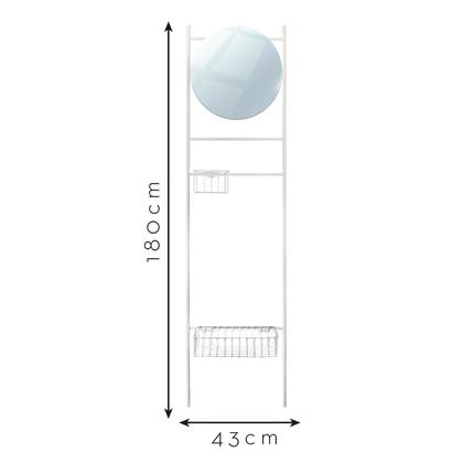 Imagem de Espelho de Parede Tali 43x180cm com Cestos P e G - 40x40 Quadrado Cantos Branco