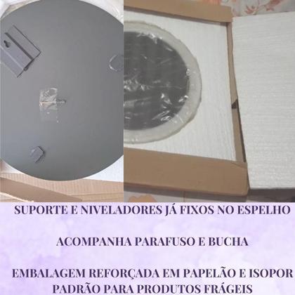 Espelho de Vidro 40cm Redondo Decorativo Banheiro Sala Casa com Suporte para Fixação - LOJAS 3B Imagem de Espelho de Vidro 40cm Redondo Decorativo Banheiro Sala Casa com Suporte para Fixação