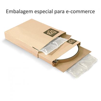 Imagem de Espelho Decorativo Adnet Branco Alça material sintético Rajado 40Cm