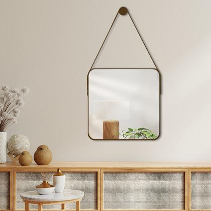 Imagem de Espelho Decorativo Adnet Quadrado 50cm com Alça e Suporte para Sala Quarto Banheiro