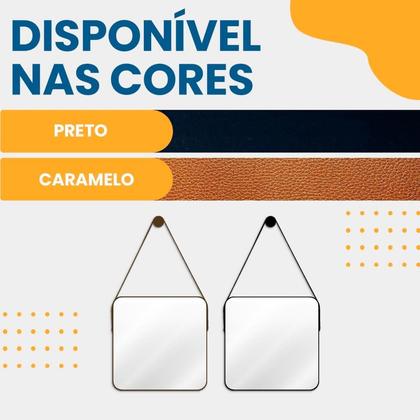 Imagem de Espelho Decorativo Adnet Quadrado 50cm com Alça e Suporte para Sala Quarto Banheiro