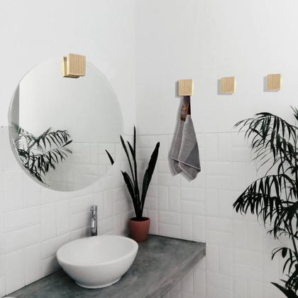 Imagem de Espelho Decorativo Aplique Quadrado Pinus Retangular