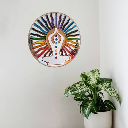 Imagem de Espelho Decorativo Mandala Yoga 7 Chakras 20cm