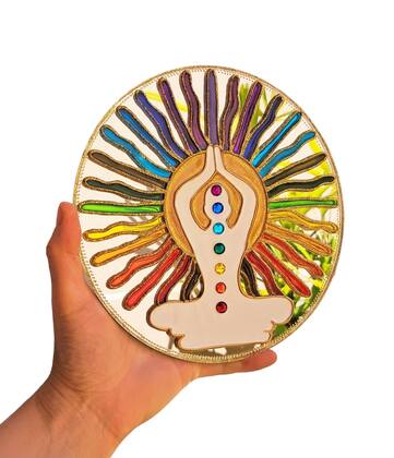 Imagem de Espelho Decorativo Mandala Yoga 7 Chakras 20cm