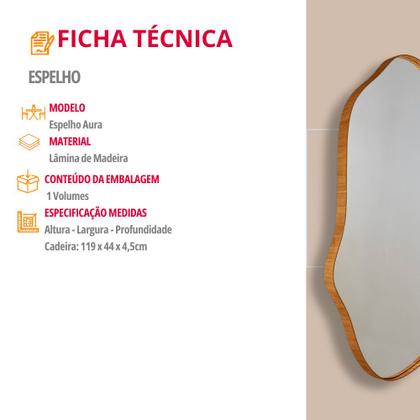 Imagem de Espelho Decorativo Orgânico Aura 44x119cm Moderna Mobília