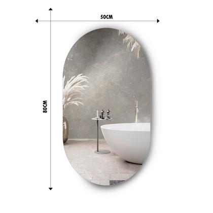 Imagem de Espelho Decorativo Oval Grande Lapidado Para Banheiro Quarto 80x50cm