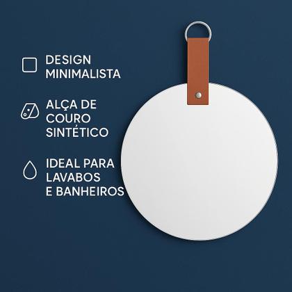 Imagem de Espelho Decorativo Redondo 38CM Com Alça de material sintético Para Pendurar