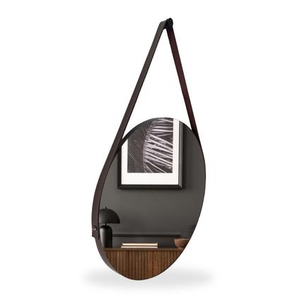 Imagem de Espelho Decorativo Redondo Adnet 50cm com Alça e Suporte para Quarto Sala Banheiro