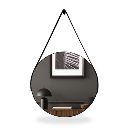 Imagem de Espelho Decorativo Redondo Adnet 50cm com Alça e Suporte para Quarto Sala Banheiro