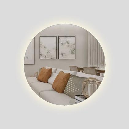 Imagem de Espelho Decorativo Redondo com Led 40cm Parte Traseira de Parede para Quarto Sala Banheiro