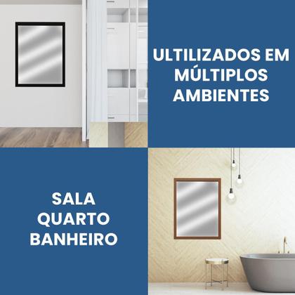 Imagem de Espelho Decorativo Retangular com Moldura 60x40cm para Sala Lavabo Quarto