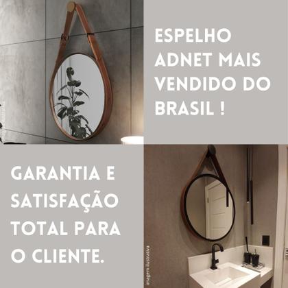 Imagem de Espelho Decorativo Sala Alça Em Couro 60cm + Suporte Pino