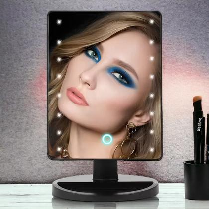 Imagem de Espelho Emoldurado De Mesa, Com Led E Suporte De Plástico, Para Maquiagem Com 16 Leds