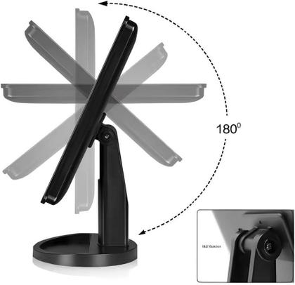 Imagem de Espelho Emoldurado De Mesa, Com Led E Suporte De Plástico, Para Maquiagem Com 16 Leds