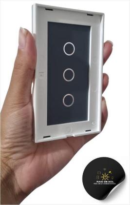 Imagem de Espelho Frontal Vidro Interruptor 3 Botões Novadigital 4X2