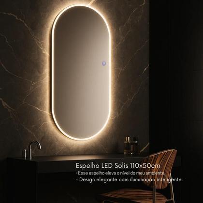 Imagem de Espelho Grande 110x40cm Corpo Inteiro para Quarto Sala Banheiro com LED Touch Bivolt  3 Cores Quente Neutra Fria Vidro 3mm Sem Moldura LOPAZZI