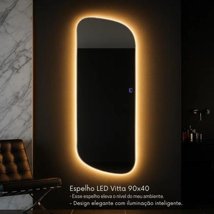 Imagem de Espelho Grande 110x40cm Corpo Inteiro para Quarto Sala Banheiro com LED Touch Bivolt  3 Cores Quente Neutra Fria Vidro 3mm Sem Moldura LOPAZZI