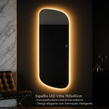 Imagem de Espelho Grande 150x40cm Corpo Inteiro para Quarto Sala com LED Touch Bivolt  3 Cores Quente Neutra Fria Vidro 3mm Sem Moldura LOPAZZI