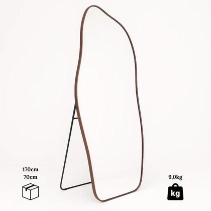 Imagem de Espelho Grande Corpo Inteiro com Moldura Metal Orgânico 170x70cm com Suporte de Chão