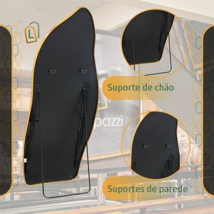 Imagem de Espelho Grande Corpo Inteiro com Moldura Metal Orgânico 170x70cm com Suporte de Chão