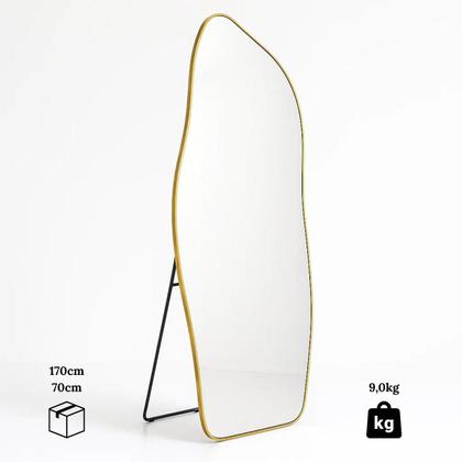 Imagem de Espelho Grande Corpo Inteiro com Moldura Metal Orgânico 170x70cm com Suporte de Chão