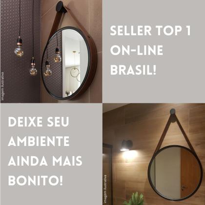 Espelho Grande De Mesa Alça Em Couro 60cm C/ Suporte - Rei dos Vidros Imagem de Espelho Grande De Mesa Alça Em Couro 60cm C/ Suporte