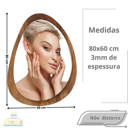 Imagem de Espelho Grande Oval Moldura em Madeira 80X60cm Decorativo Sofisticado com Pendurador