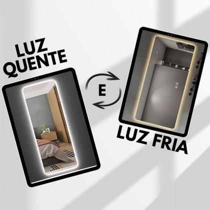 Imagem de Espelho Grande Retangular 150x40 Decoração Corpo Inteiro com LED - Luz fria e Luz quente