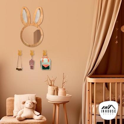 Imagem de Espelho Infantil 43x44cm: Decoração Lebre p/ Quartos