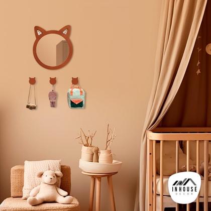 Imagem de Espelho Infantil Decorativo 43x44cm Pinus - Modelo Raposa