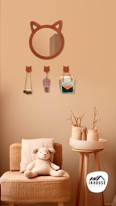 Imagem de Espelho Infantil Decorativo 43x44cm Pinus - Modelo Raposa