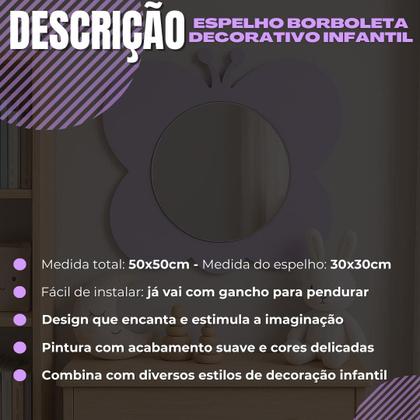Imagem de Espelho Infantil Montessoriano Quadro Borboleta