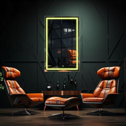 Imagem de Espelho Jateado Retangular Com Led 3 Cores 70x90cm Lapidado e Touch