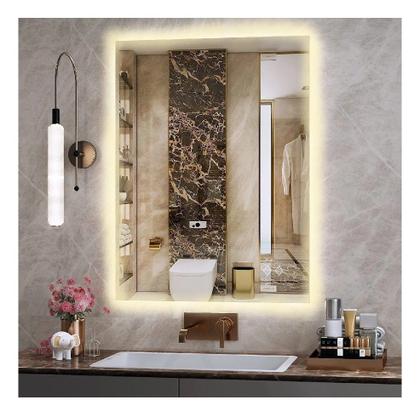 Imagem de Espelho lapidado bisotê Iluminado com LED quente - 70x90cm