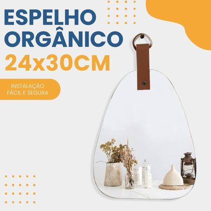 Imagem de Espelho Lapidado Geométrico Triângulo 24x30cm Decorativo com Pendurador