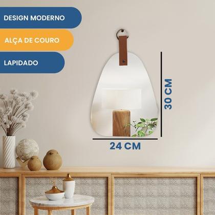 Imagem de Espelho Lapidado Geométrico Triângulo 24x30cm Decorativo com Pendurador